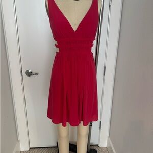 BCBGMaxAzria Red V-Neck Sleeveless Mini Dress